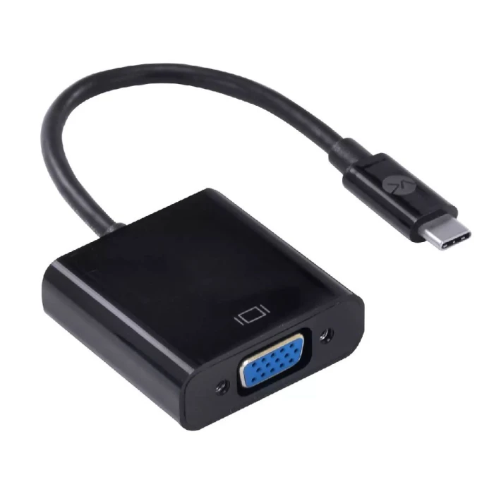 Adaptador De Usb Tipo C Para Vga Fêmea 20cm Preto Vinik