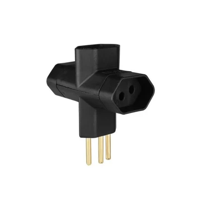 Adaptador Para Tomada Tipo T 10A Com 3 Saídas Preto Alumbra