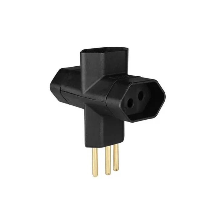 Adaptador Para Tomada Tipo T 10A Com 3 Saídas Preto Alumbra