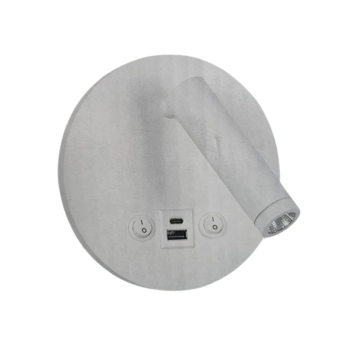 Arandela LED Redondo Dalo USB 12W 3000K BR AD4086