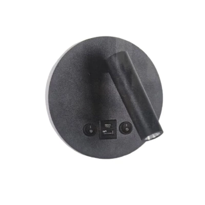 Arandela LED Redondo Dalo USB 12W 3000K Preta AD4085