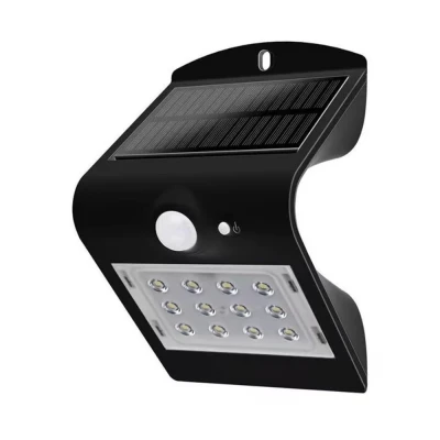 Arandela Solar V Led 1,5W 6500K Ip65 Preta Demi Novo