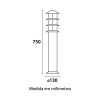 Balizador Oriental 1XE27 75cm 3 Aletas Branco Germany Novo