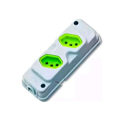 Barra Com 2 Tomadas Robust 2P+T 20A Cor Cinza FioLux