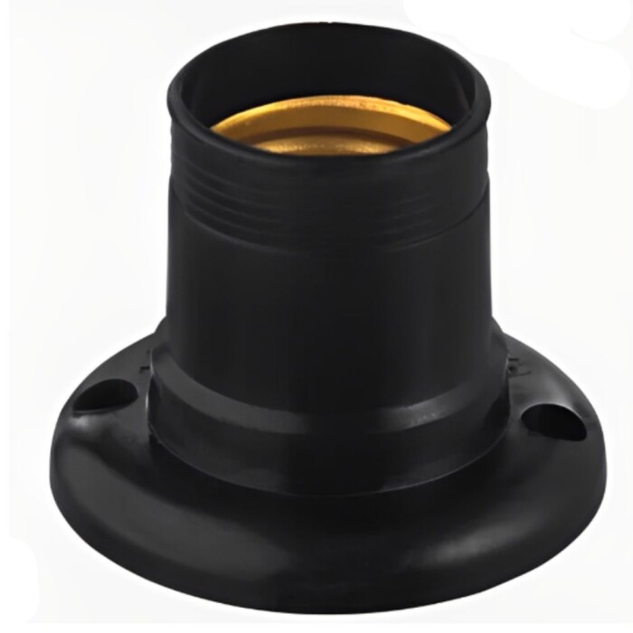 Bocal E27 Termoplastico Com Pino Macho Preto Bte27036