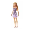 Boneca Barbie Com Vestido De Glitter Roxo T7580 Mattel
