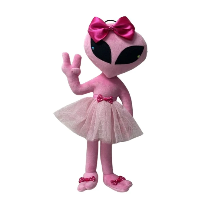 Boneco Et Da Br Rosa Pelúcia Com Saia E Laço 35cm