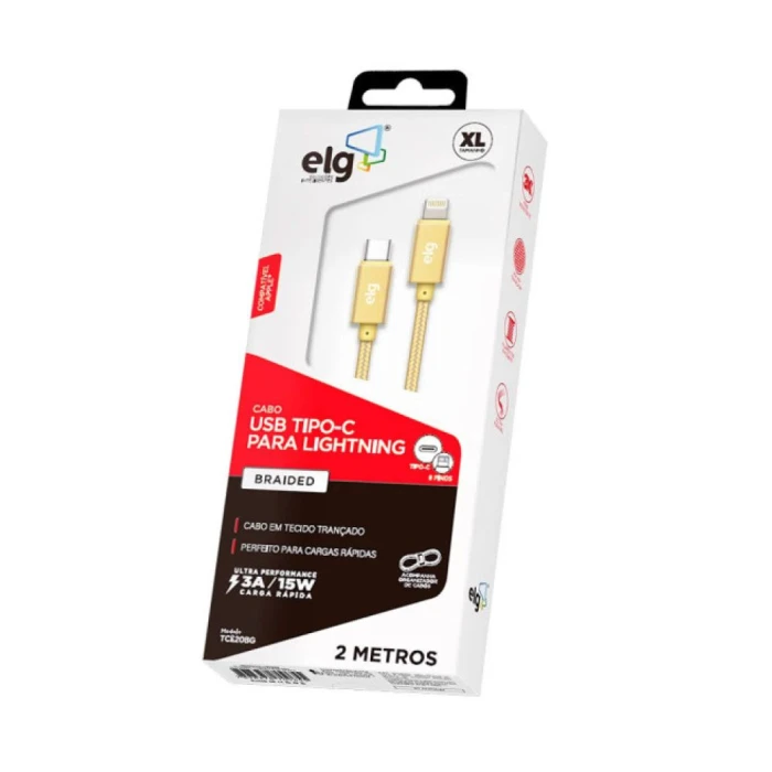 Cabo Usb Tipo-C Para Lightning 2M Nylon Tcl20Bg Novo