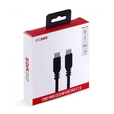 Cabo Usb Tipo-C Para Usb Tipo-C 2.0 1M Preto Pcyes Novo