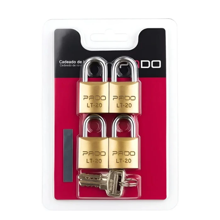 Cadeado Sm Lt-20 Pado 4 Unidades E Chaves Iguais Alta Segurança