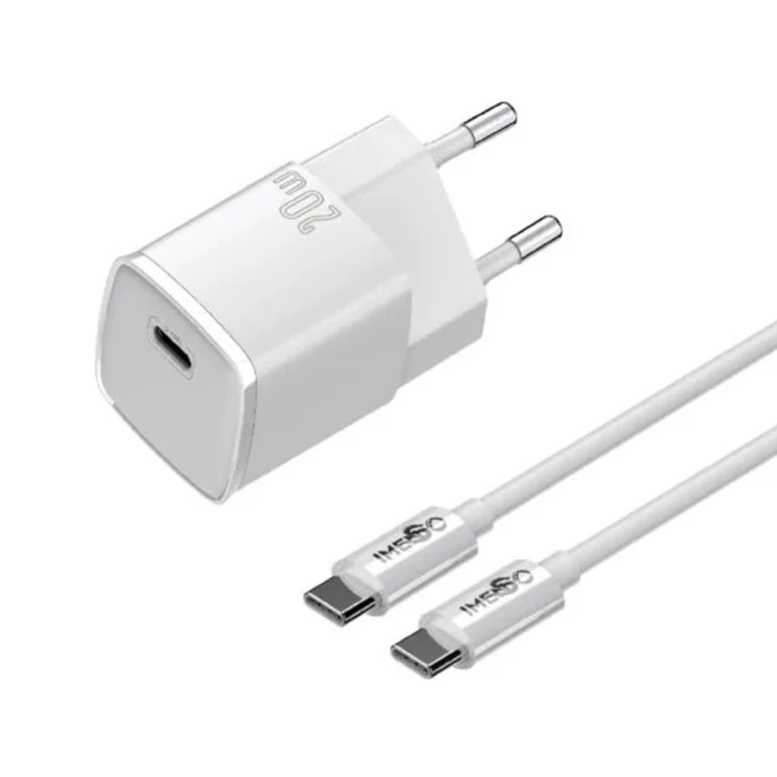 Carregador Rápido Tipo C Para Tipo C 20W Branco Ims-221Bc