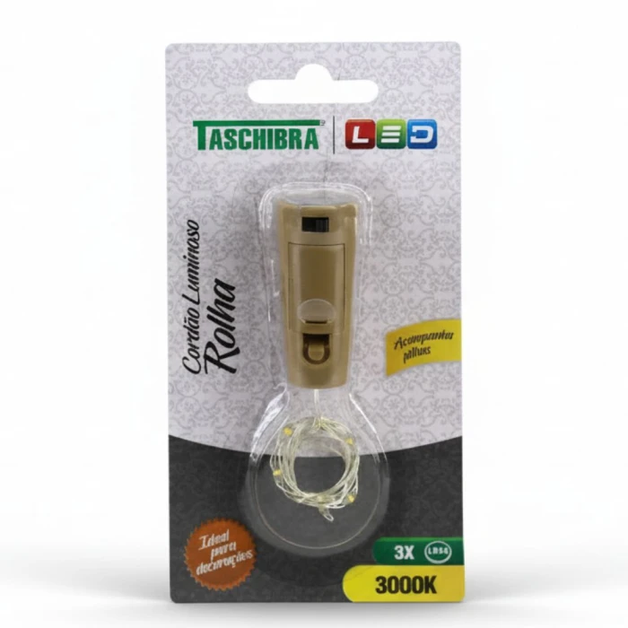 Cordão Luminoso De Rolha 10 Leds 3000K A Pilha