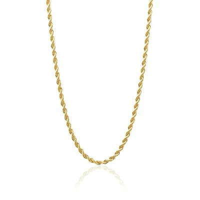 Corrente Banhada Dourada Baiano Liso 2Mm Tamanho 45