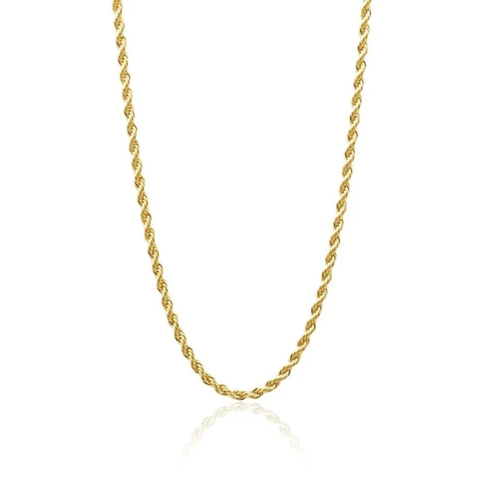 Corrente Banhada Dourada Baiano Liso 2Mm Tamanho 45