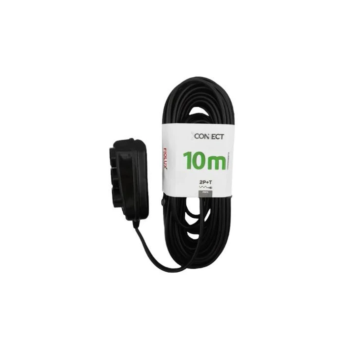 Extensão Connect 3T 2P+T 10 Metros Preta Fiolux Com Cabo Reforçado
