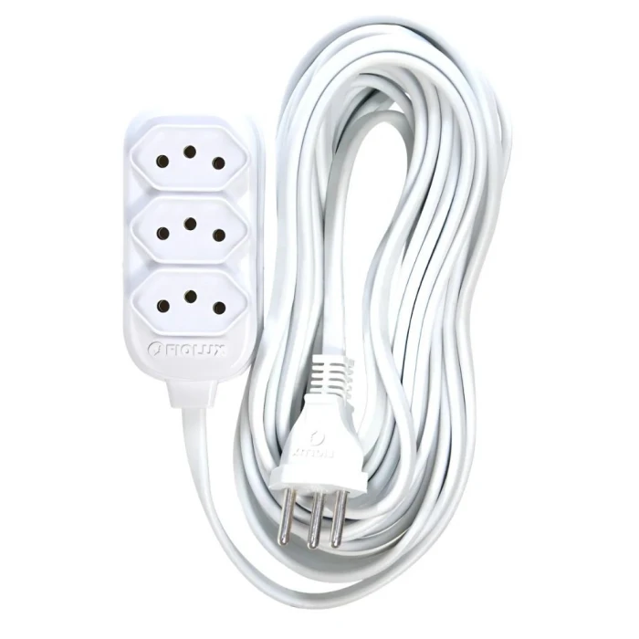Extensão Connect 3T 2P+T 3 Metros Branca Fiolux Com Proteção