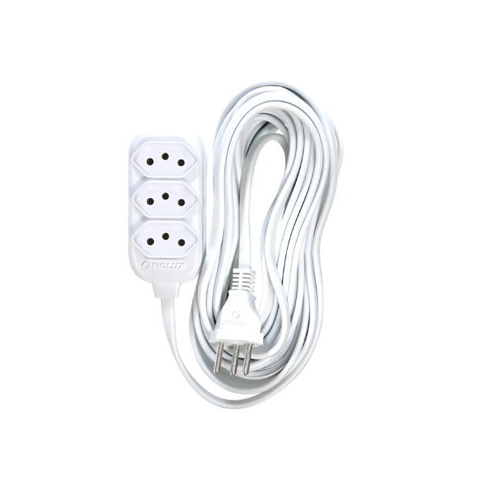 Extensao Connect 3T 2P+T 5 Metros Branca Fiolux Original 250V