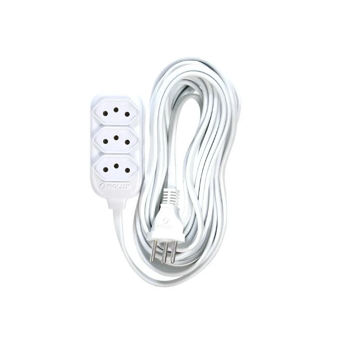 Extensao Connect 3T 2P+T 5 Metros Branca Fiolux Original 250V