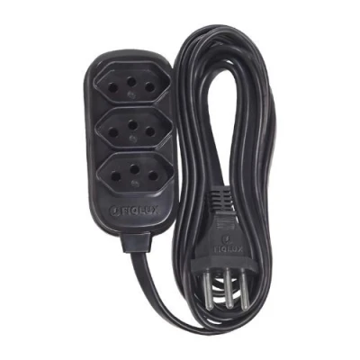 Extensão Connect 3T 2P+T 5 Metros Preta Fiolux Cabo Reforçado