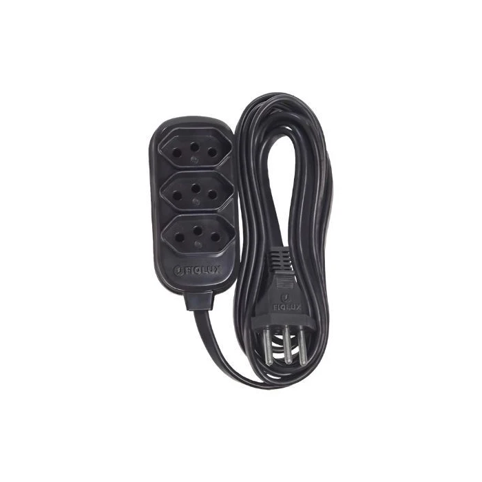 Extensão Connect 3T 2P+T 5 Metros Preta Fiolux Cabo Reforçado