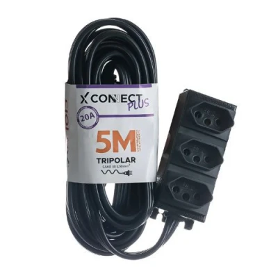 Extensao Fiolux Connect Plus 20A 3T 2P+T 5 Metros Preta
