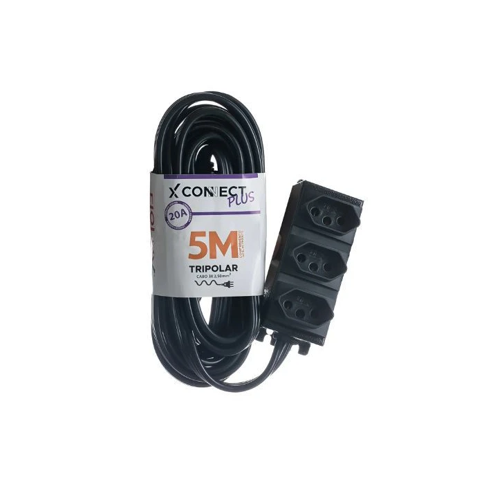 Extensao Fiolux Connect Plus 20A 3T 2P+T 5 Metros Preta