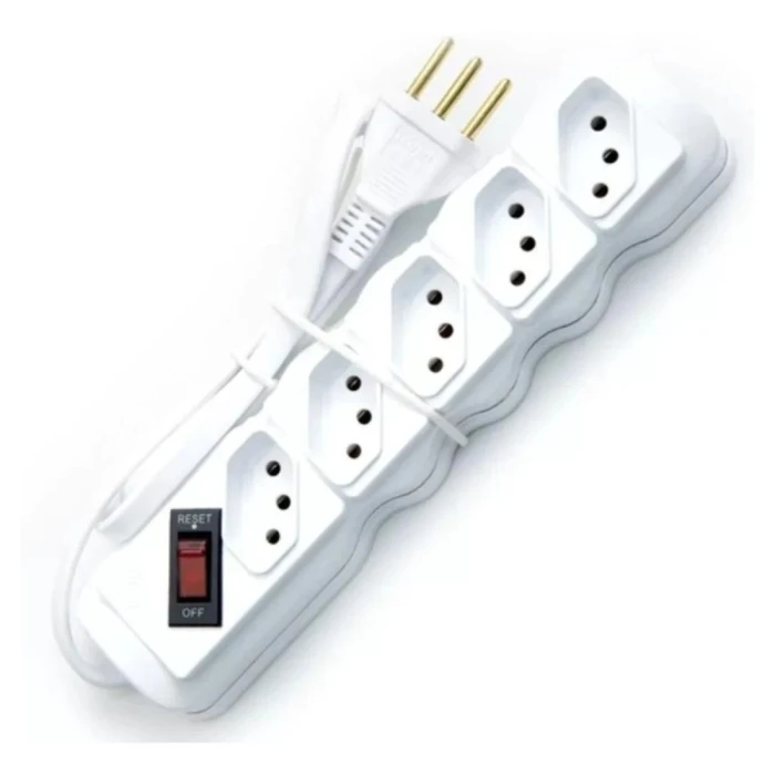 Filtro De Linha 5 Tomadas 1 Metro Bivolt Branco Ilumi
