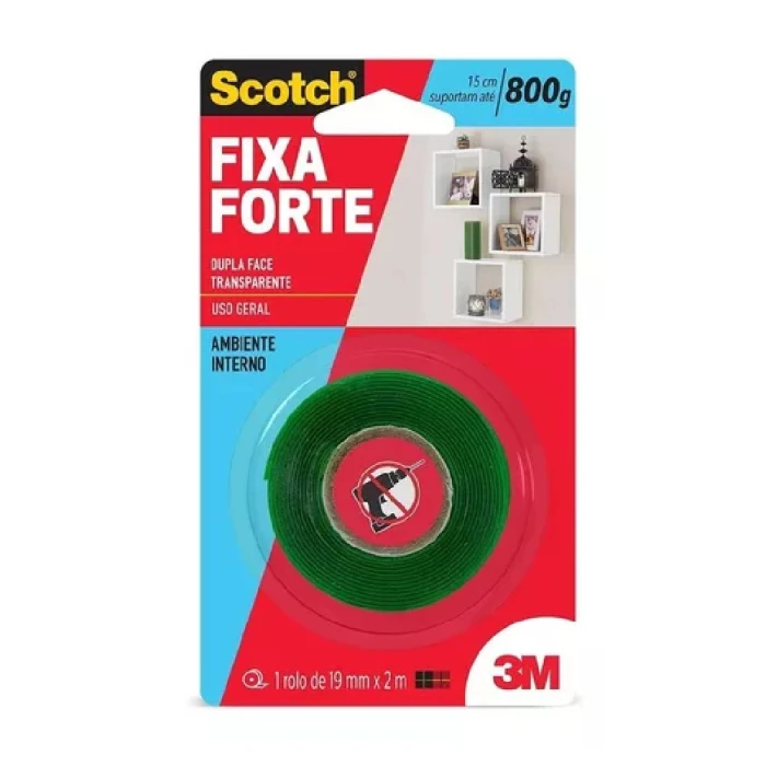 Fita Dupla Face Fixa Forte 3M Scotch 19mm x 2m Novo