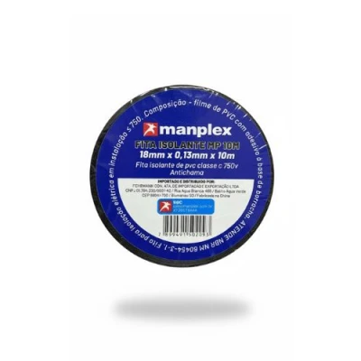 Fita Isolante 10m Preta Manplex Mp10m Profissional Elétrica