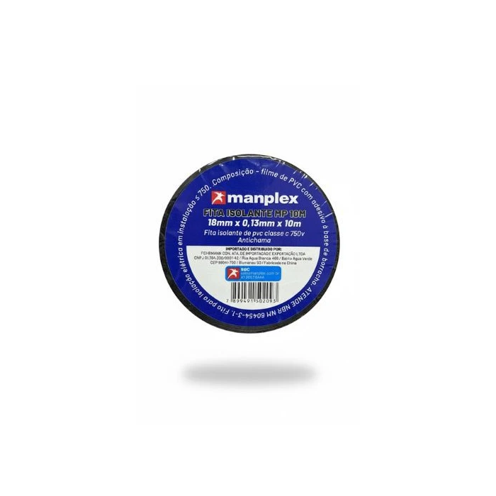 Fita Isolante 10m Preta Manplex Mp10m Profissional Elétrica