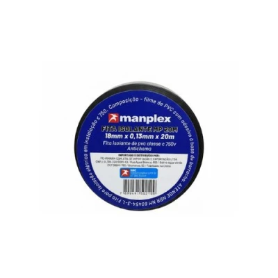 Fita Isolante 20 Metros Preta Manplex Mp20m Profissional Elétrica
