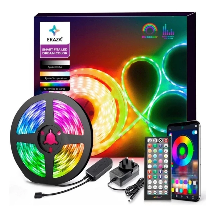 Fita Led Smart Dreamcolor 5M Bluetooth Novo Ekaza