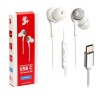 Fone De Ouvido Tipo C Para Smartphone Branco Com Fio 5+