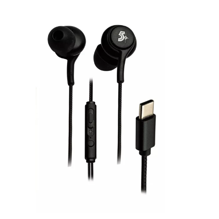 Fone De Ouvido Tipo C Para Smartphone Com Microfone Preto 5+