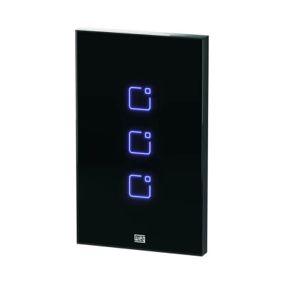 Interruptor Toutch 3 Botão Wi-Fi com Placa 4x2 Preto