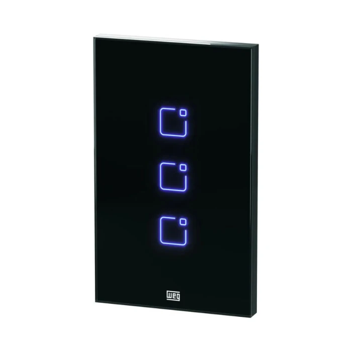 Interruptor Toutch 3 Botão Wi-Fi com Placa 4x2 Preto