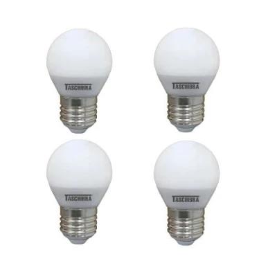 KIT 4 Lâmpadas Led Bolinha Taschibra 190404 4.8w 2700k Leitosa E27