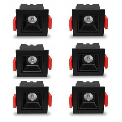 KIT 6 UN DOWNLIGHT LED EMBUTIR EVON PT 2W 3000K DL-7402