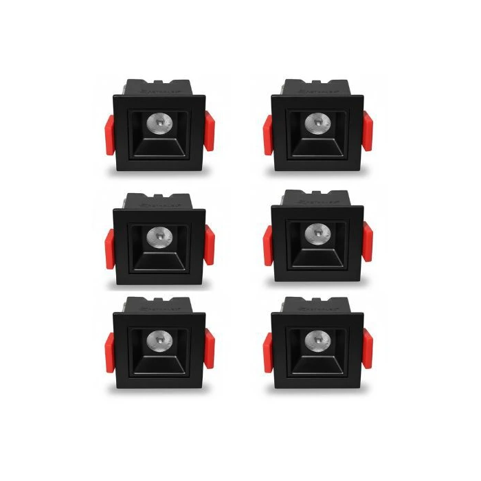 KIT 6 UN DOWNLIGHT LED EMBUTIR EVON PT 2W 3000K DL-7402