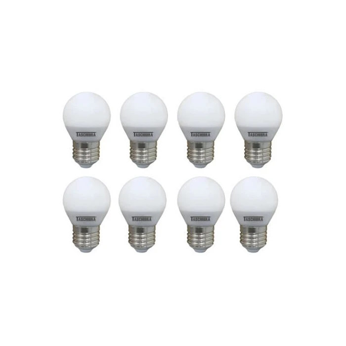 KIT Lâmpadas Led Bolinha Taschibra 190404 4.8w 2700k Leitosa E27
