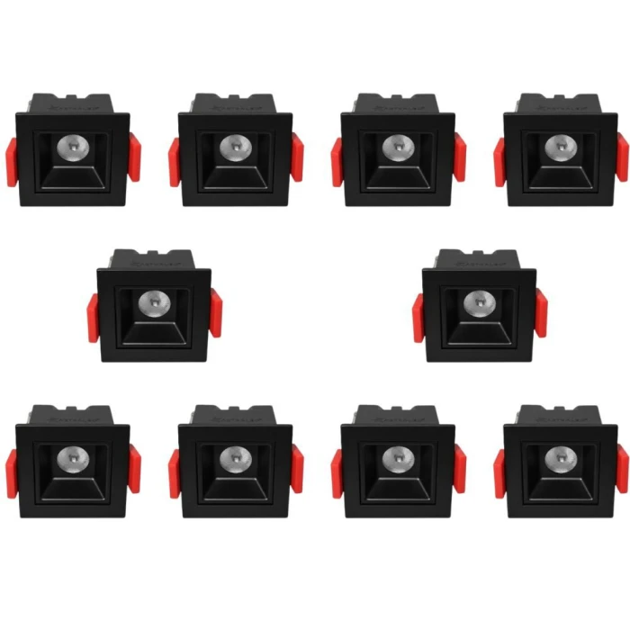 Kit 10 Downlight Led Embutir Evou 2W 4000K Preto Astraled