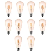 Kit 10 Lâmpada Led Filamento St64 E27 4W 2400K Nordecor
