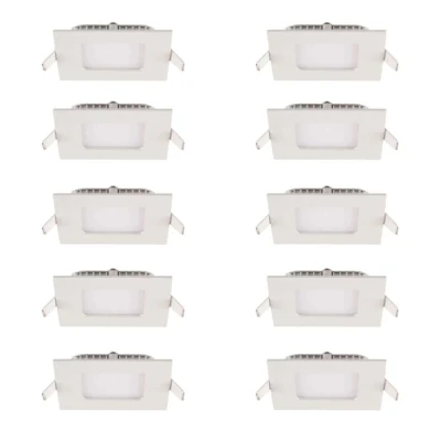 Kit 10 Paineis Led Embutir Quadrado 3,5W 6500K Branco