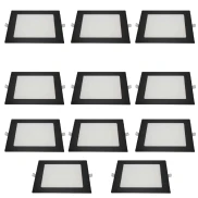Kit 10 Painel Led Quadrado Embutir Preto 12w 6500k Kit 10 Painel Led Quadrado Embutir Preto 12w 6500k