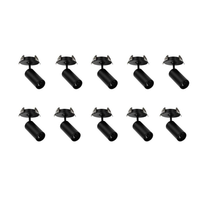 Kit 10 Spot Led Embutir Nypo 3W 3000K Preto Direcionável