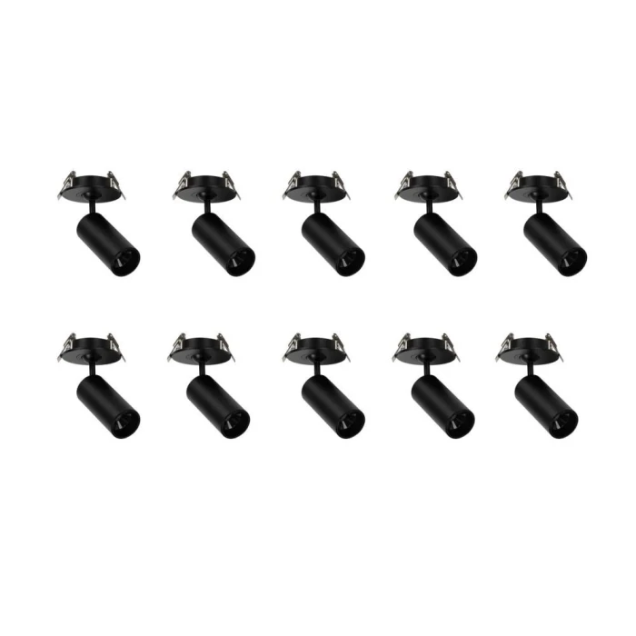 Kit 10 Spot Led Embutir Nypo 3W 3000K Preto Direcionável