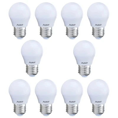 Kit 10 Un Lâmpada Led Bolinha E27 4W 4000K Avant deluxe