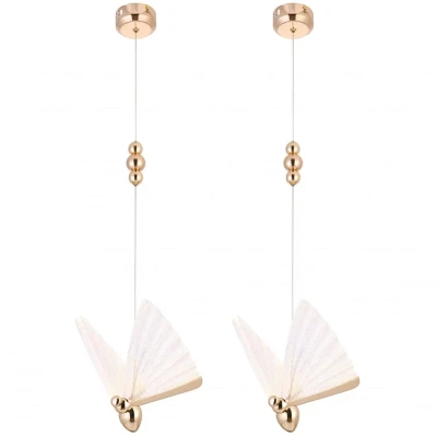 Kit 2 Pendente Led Honen Borboleta Dourado 6W 3000K Nordecor