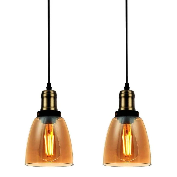 Kit 2 Pendentes Vintage Ambar Dome 1xE27 Preto Blumenau