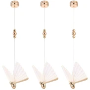 Kit 3 Pendente Led Honen Borboleta Dourado 6W 3000K Nordecor Kit 3 Pendente Led Honen Borboleta Dourado 6W 3000K Nordecor